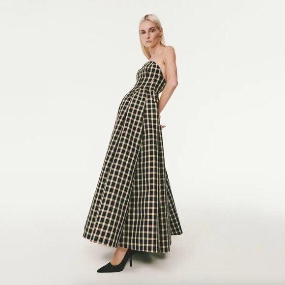 Rosie Assoulin Tubey Dress Plaid Gown in Dark Brown Size 4 - Picture 5 of 14